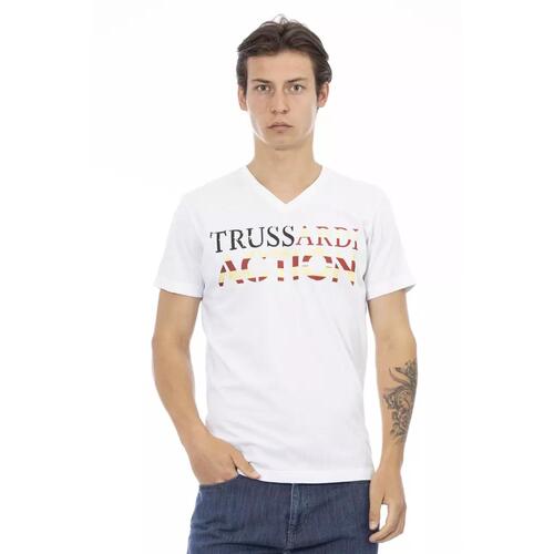 Short Sleeve T-shirt with V-neck and Front Print 2XL Men - Main Image