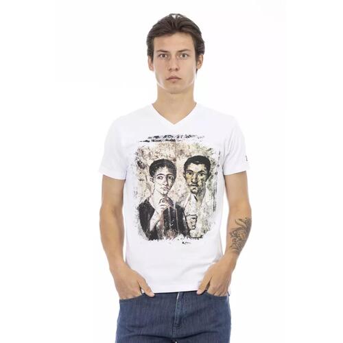 Short Sleeve V-Neck T-Shirt with Front Print 2XL Men - Main Image
