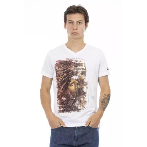 Short Sleeve V-Neck T-Shirt with Front Print 2XL Men - Main Image