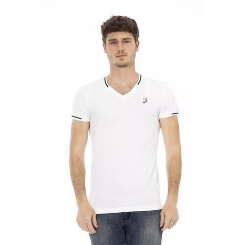 Short Sleeve T-shirt with V-neck and Chest Print L Men - Main Image