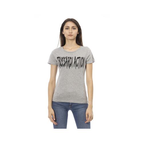 Trussardi Action Women's Elegant Gray Cotton-Blend Tee with Chic Print - M - Main Image