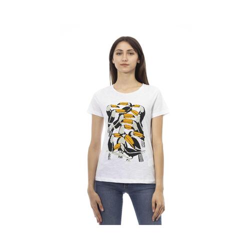 Trussardi Action Women's Chic White Short Sleeve Tee with Exclusive Print - S - Main Image