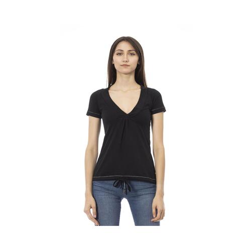 Trussardi Action Women's Chic Black Cotton Tee with Unique Front Print - XL - Main Image
