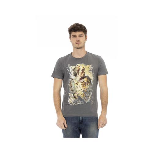 Trussardi Action Men's Chic Gray Cotton Tee with Statet Print - 3XL - Main Image