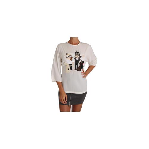 DOLCE & GABBANA White Multicolor Figure Family T-shirt 42 IT Women - Main Image