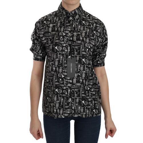 Dolce & Gabbana Musical Instrument Print Silk Top 40 IT Women - Main Image