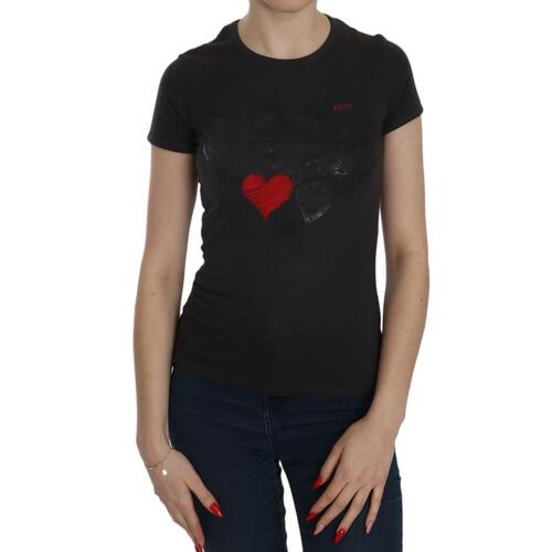 EXTE Black Hearts Print Crew Neck Blouse 42 IT Women - Main Image