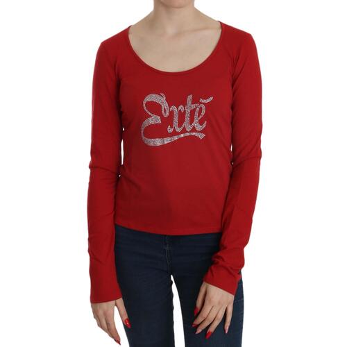 Round Neck Long Sleeve Crystal Embellished Top Blouse 42 IT Women - Main Image