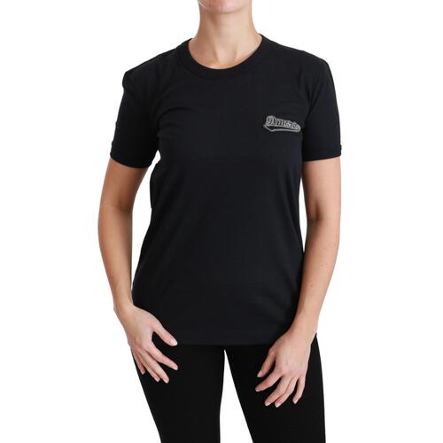 Crewneck Short Sleeve T-shirt with Blue Amore Patch 42 IT Women - Main Image