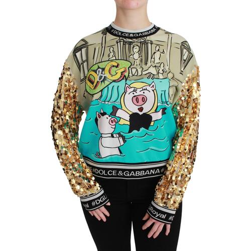 Dolce & Gabbana Crewneck Pullover Sweater with Year of the Pig Motive 40 IT Women - Main Image