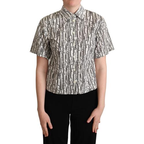 Floral Design Cotton Polo with Collar and Button Placket 42 IT Women - Main Image