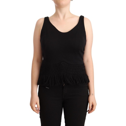 Ermanno Scervino Women's Black Cotton Sleevelesss Tank Casual Top - 2 IT - Main Image