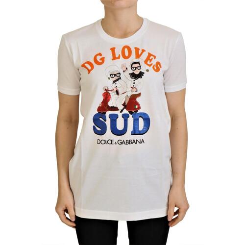 Dolce & Gabbana Crew Neck T-shirt with DG LOVES SUD Motive 36 IT Women - Main Image