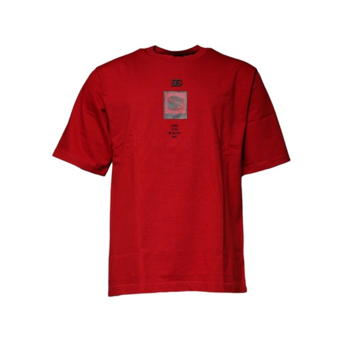 Dolce & Gabbana Men's Red DG Eye Cotton Crew Neck T-shirt - 44 IT - Main Image