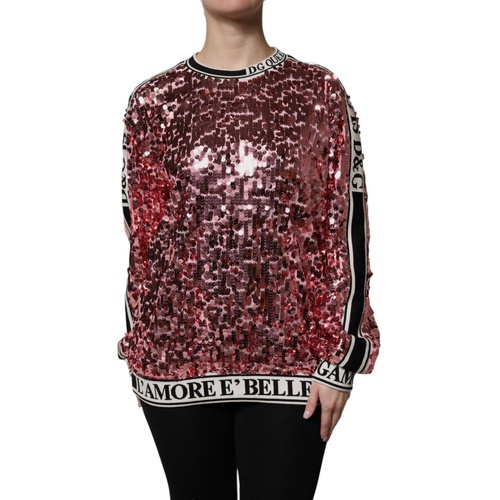 Dolce & Gabbana Women's Pink DG Queen Sequin Pullover Sweater - 40 IT - Main Image