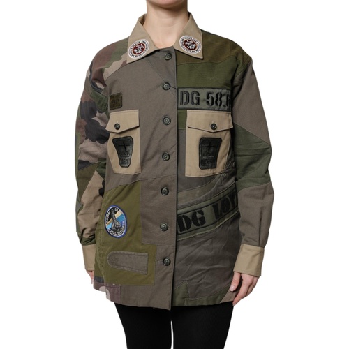 Dolce & Gabbana Women's Military Green Cotton Button Down Jacket - 36 IT - Main Image