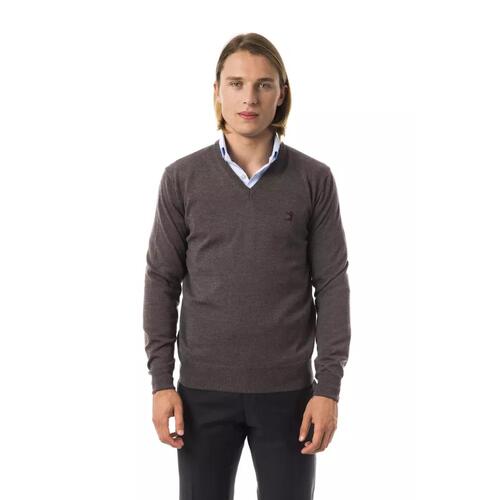 Embroidered V-neck Sweater in Extrafine Merino Wool M Men - Main Image