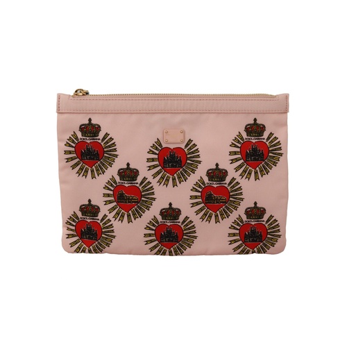 Dolce & Gabbana Women's Clutch Pink D&G Logo Devotion Heart Nylon Pouch Wallet - One Size - Main Image