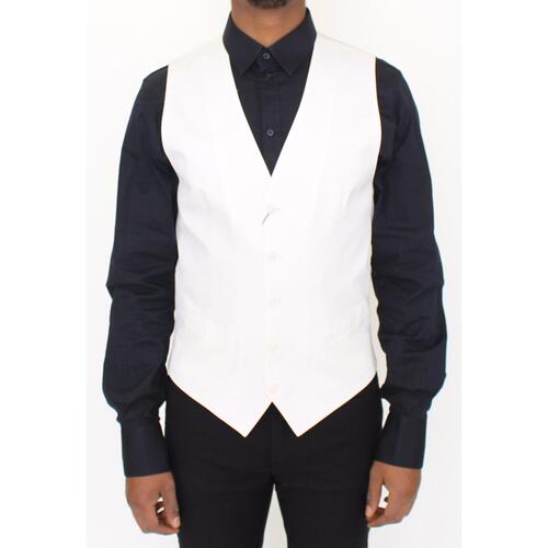 Dolce & Gabbana White Cotton Silk Blend Dress Vest 44 IT Men - Main Image