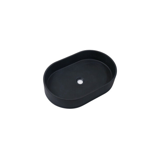 Ultra Modern Concrete Cement Wash Basin Counter Top Matte Black Oval Basin - Main Image