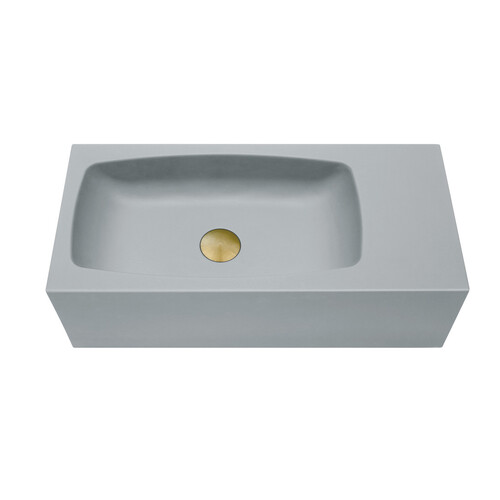 New Concrete Cement Wash Basin Counter Top Matte Light Grey Wall Hung Curved Basin - Main Image