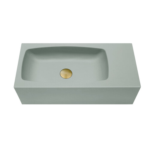 New Concrete Cement Wash Basin Counter Top Matte Mint Green Wall Hung Curved Basin - Main Image