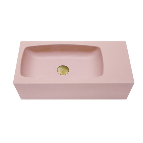 New Concrete Cement Wash Basin Counter Top Matte Pink Wall Hung Curved Basin - Main Image