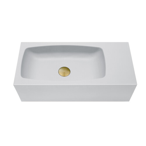 New Concrete Cement Wash Basin Counter Top Matte White Wall Hung Curved Basin - Main Image