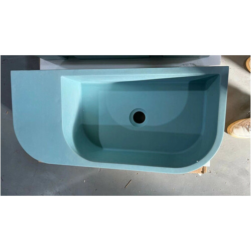 New Concrete Cement Wash Basin Counter Top Matte Teal Wall Hung Basin - Main Image