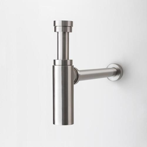 2023 Brushed Nickel p trap ROUND BOTTLE TRAP 32/40 mm WASTE for wall hung basin vanit - Main Image