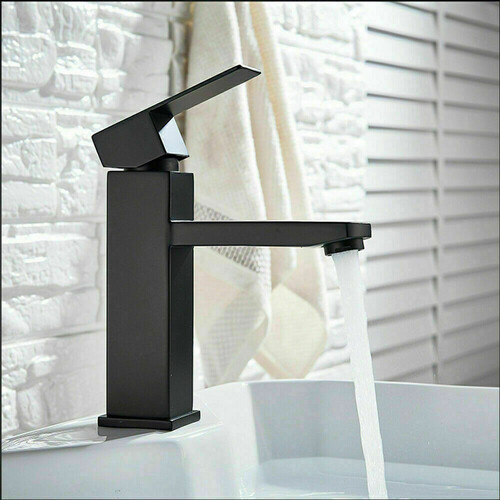 2021 Square Cube style basin mount tap low faucet Matte Black tap mixer spout - Main Image