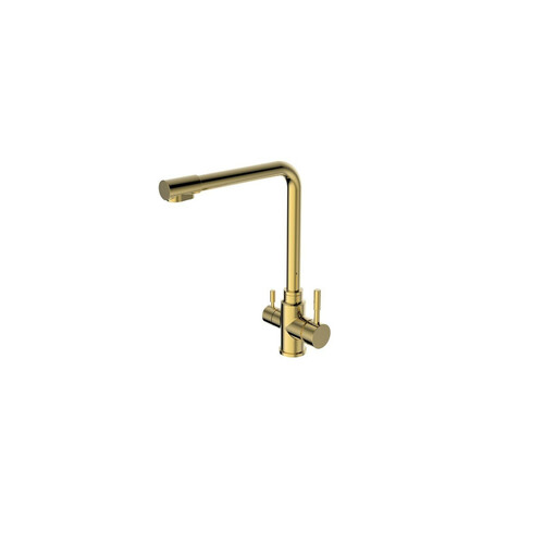 2023 Brushed Brass Gold L shape 3 way filter water kitchen mixer tap faucet Stainless steel Made PVD plated - Main Image