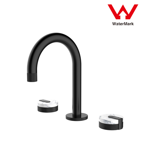 2021 New Marble Stone handle matte black wall taps 1/4 turn matte black pattern - Main Image