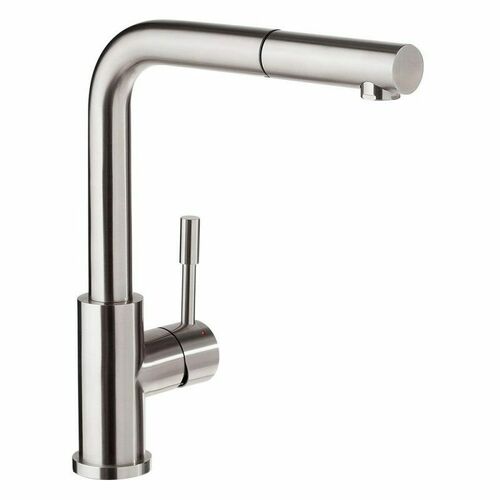 2023 Brushed Nickel Stainless steel L shape pull out with spray function spring kitchen mixer tap faucet Stainless steel Made PVD plated - Main Image