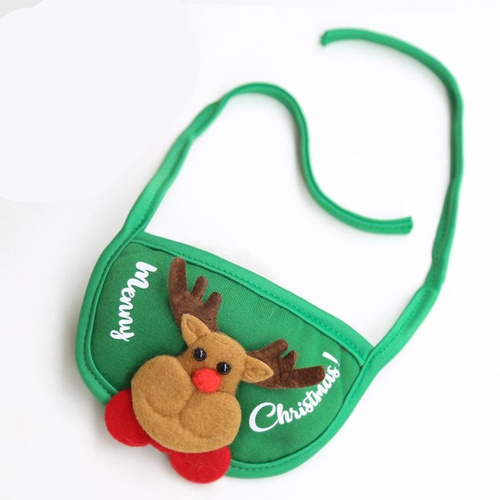 Pet Christmas Hat Saliva Festive Dressing Supplies Bibs Green - Main Image