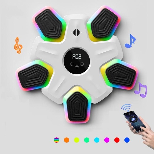 Bluetooth Music Boxing Machine - 4 Modes 9 Speeds Colourful Lights - Only Machine White - Main Image