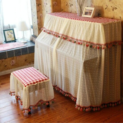 Lace Embroidered Piano Dust Cover - 150x35x110cm - Main Image