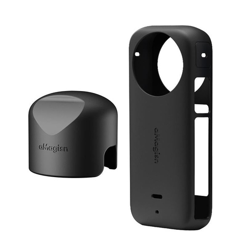 Amagisn Silicone Protective Cover for Insta360 X3 Body - Body+Lens Case (Black) - Main Image