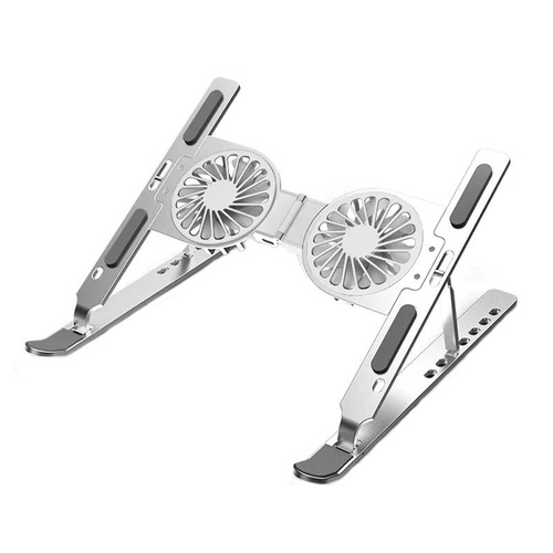 Foldable Laptop Cooling Stand with Ambient Light - Silver - Main Image