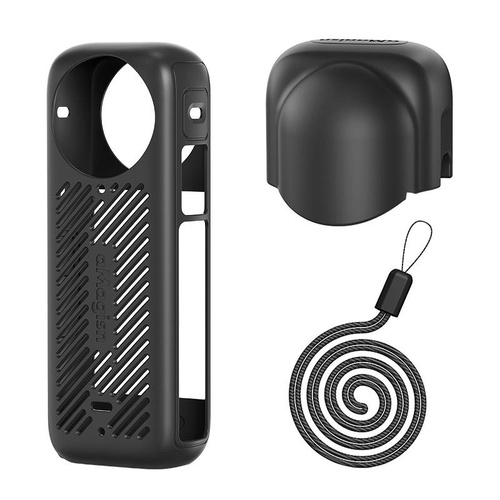 Amagisn Silicone Protective Cover for Insta360 X4 - Body Case + Lens Cover Black - Main Image