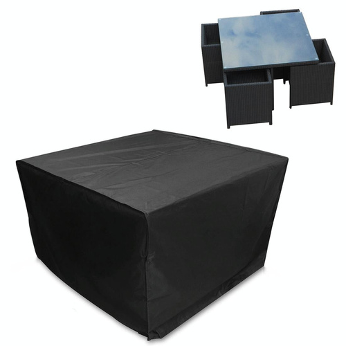 Outdoor Furniture Set Cover - Anti-uv Waterproof Dust-proof 210d Oxford Cloth Folding 126x126x74cm Black - Main Image
