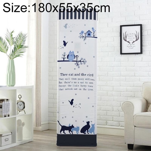 180x55x35cm All-inclusive Fabric Dust Cover for Vertical Cabinet Air Conditioners - Cat and Bird Design - Main Image
