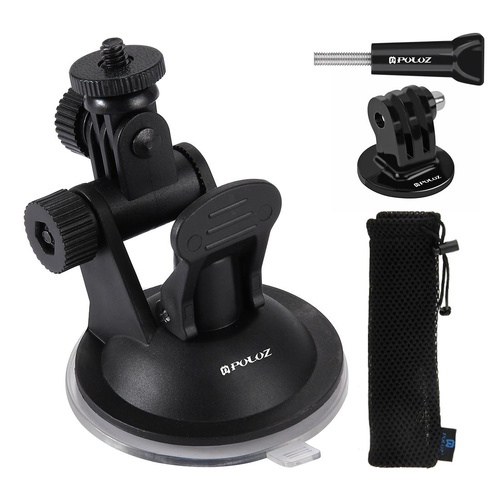 Universal Suction Cup Mount for Action Cameras with Tripod Adapter and Storage Bag - Main Image