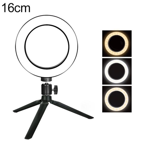 16cm Dimmable Led Selfie Ring Light with Tripod - Main Image