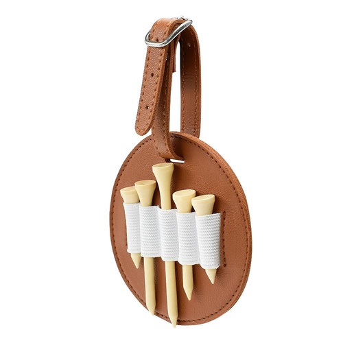 Double-sided Leather Golf Spike Insert Bag - Outdoor Waist Hanging Storage - Double-Sided Brown - Main Image