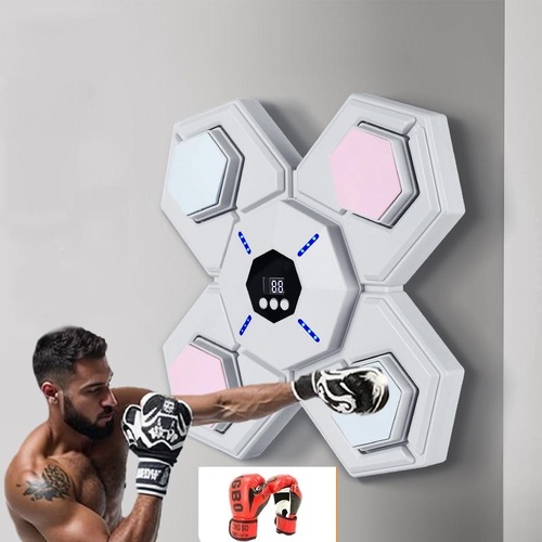 Rechargeable Bluetooth Boxing Machine With Adult & Child Gloves - Blue - With Adult Gloves Pink Blue - Main Image