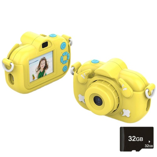 2.0-Inch 4X Zoom Hd Digital Camera For Kids - Blue - Yellow+32G - Main Image