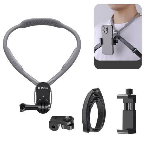 Flexible Neck Mount for Pov Viewing with Strap - With Phone Clamp & Adapter - Main Image