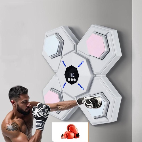 Rechargeable Bluetooth Boxing Machine With Adult & Child Gloves - Blue - With Child Golves Pink Blue - Main Image