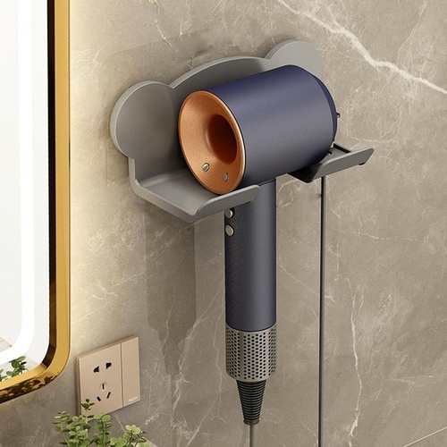 Wall Mounted Holder For Dyson Hair Dryer Bathroom Storage Rack Simple Black - Simple Gray - Main Image